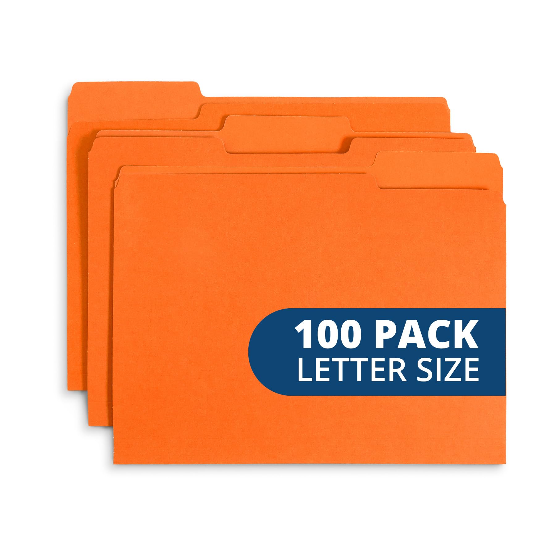 File Folder, 1/3 Cut Tab, Letter Size, Orange, Great For Organizing And Easy File Storage, 100 Per Box