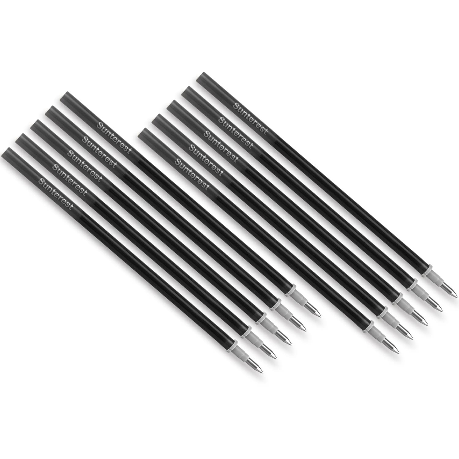 Sunterest Gel Pen Refills 10Pcs Black,Ordinary Gel Ink Pen Replacement Set,0.5Mm Pen Fine Point,4.8 Inches Long,Medium Rollerbal