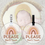 Freebloss 2 Pack No Touching Baby Car Seat Sign, Rainbow No Kissing Baby Stroller Tag Please Do Not Touch Baby Sign With 4 Hangi