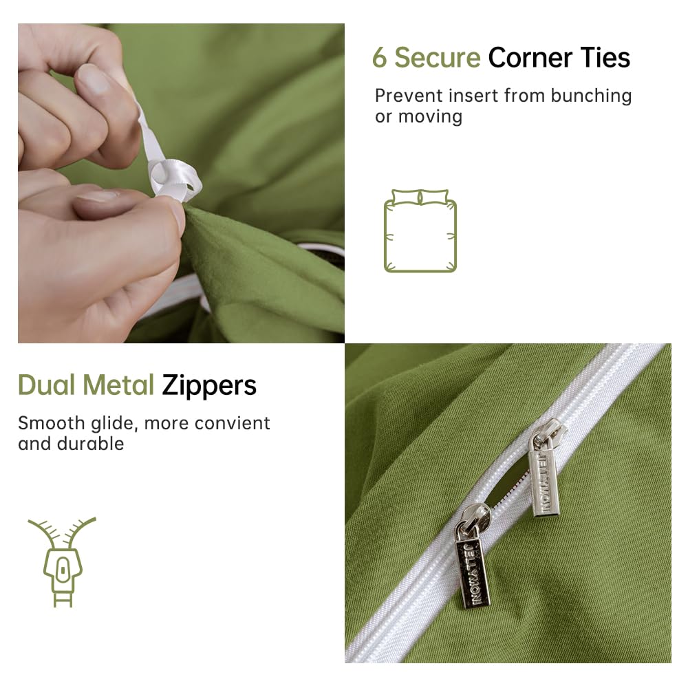 Jellymoni Cotton Duvet Cover Twin Size - 100% Washed Cotton Linen Feel Textured Comforter Cover, 2 Pieces Breathable Soft Beddin