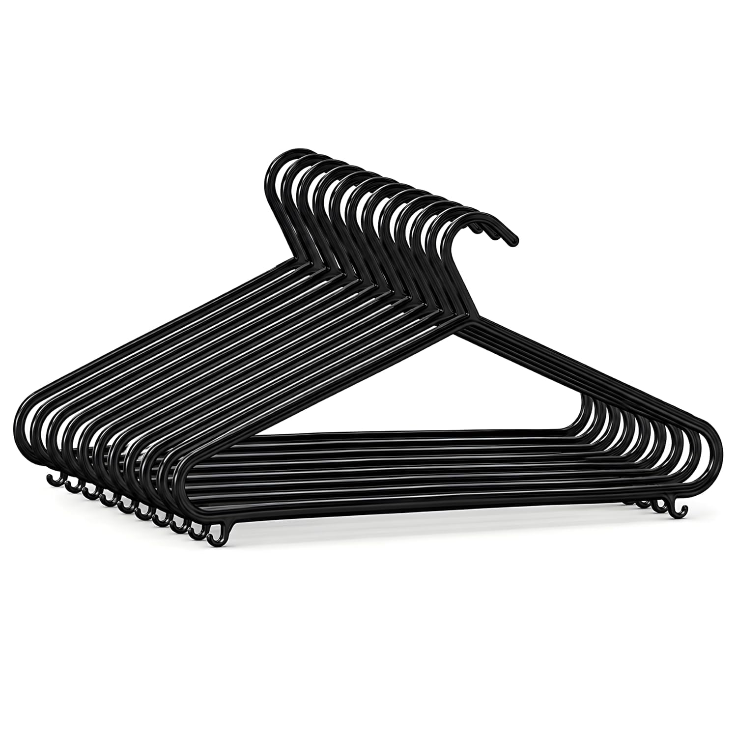 Plastic Clothes Hangers Pack Of 10 | Black Wardrobe Hangers For Clothes | Space Saving Lightweight Hanger For Shirts T Shirts Dr