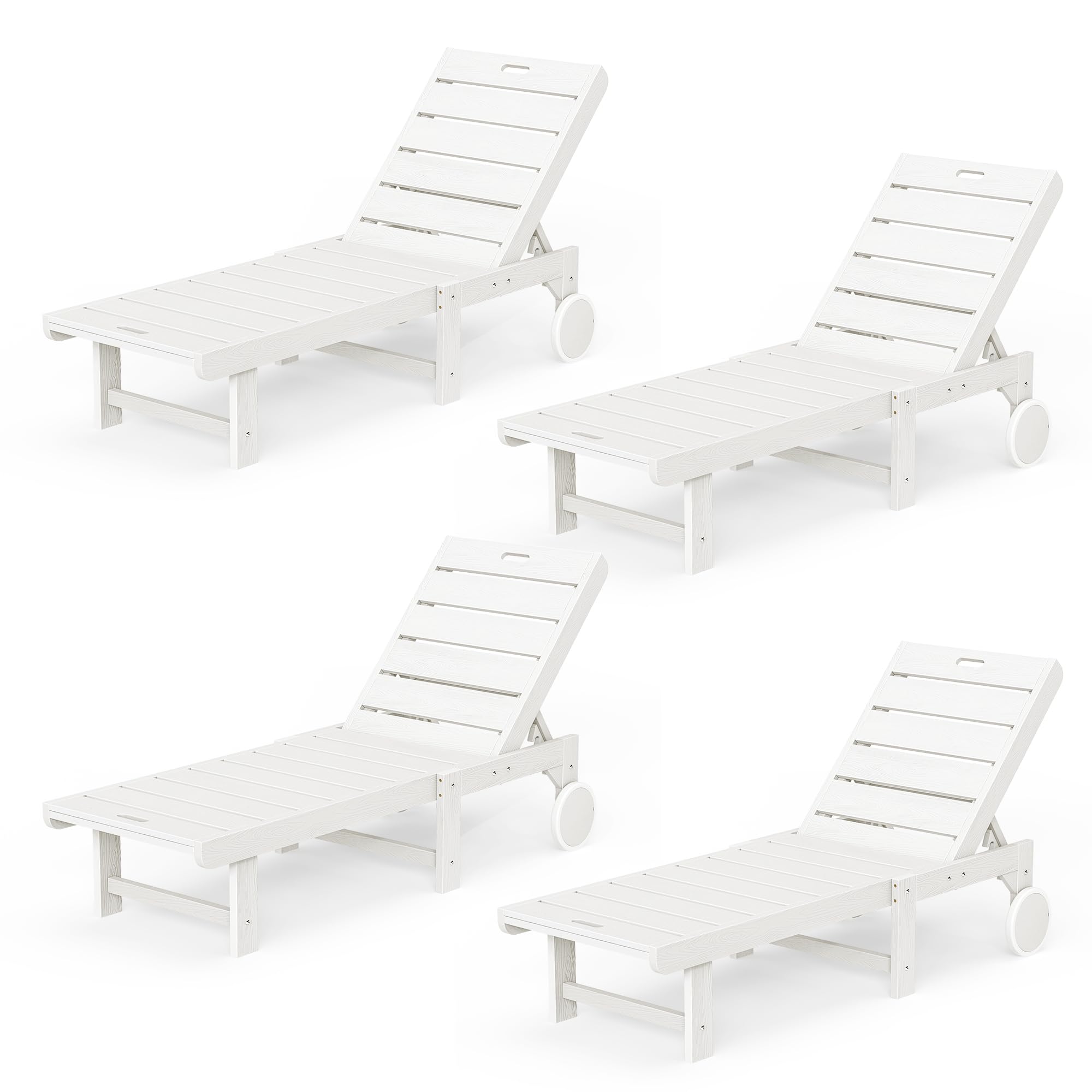 Homenjoy Outdoor Lounge Chairs Set Of 4, Hdps Material, Chaise Lounge Chair Outdoor With 5-Position Backrest, Patio Pool Lounge