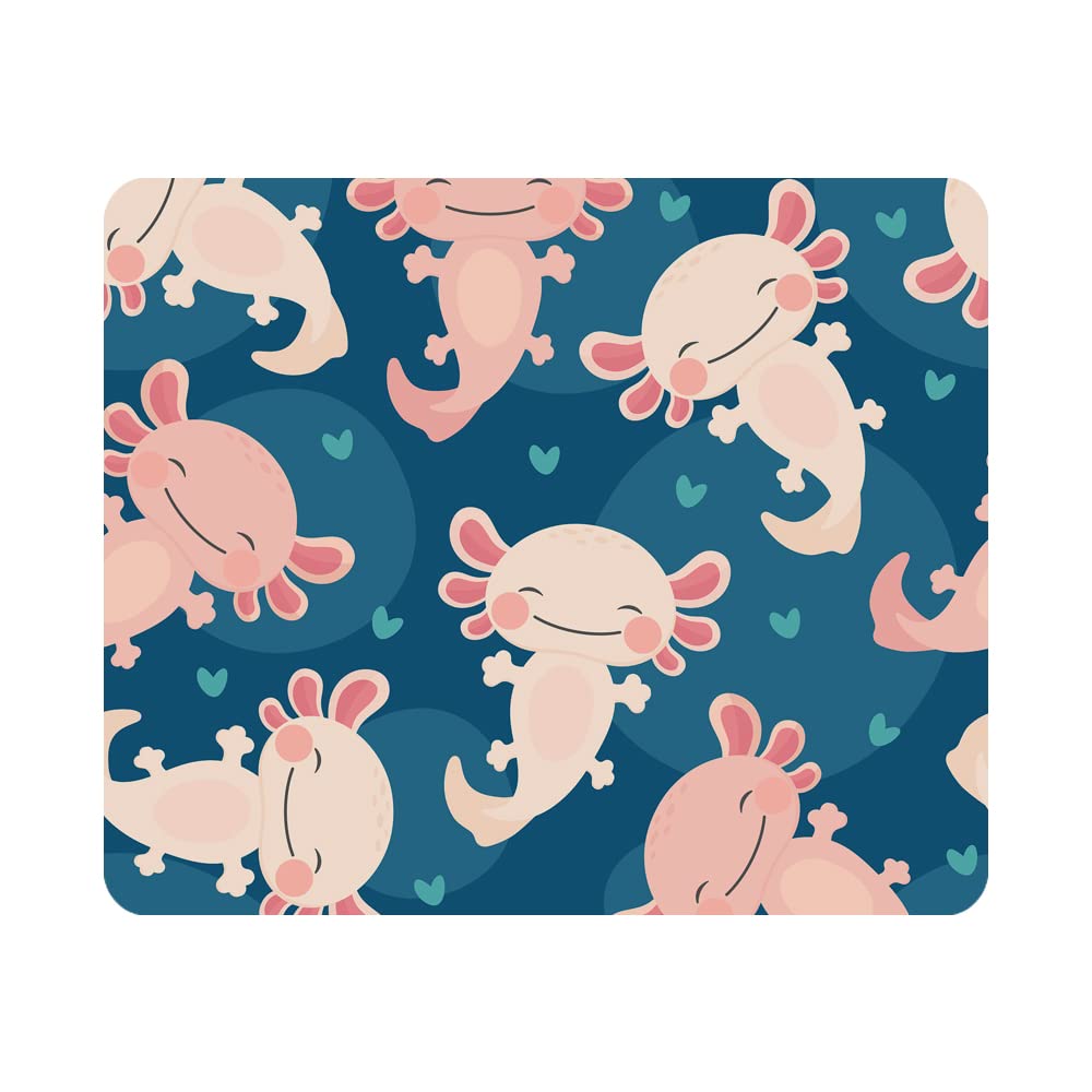 Nicokee Axolotl Kawaii Gaming Mousepad Cartoon Amphibian Cute Animal Valentine Heart Mouse Pad Mouse Mat For Computer Desk Lapto