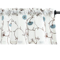 Vogol Blue Floral Embroidered Curtain Valances, Country Style Rod Pocket Window Treatments For Bedroom, Soft Touch Comfort Drape