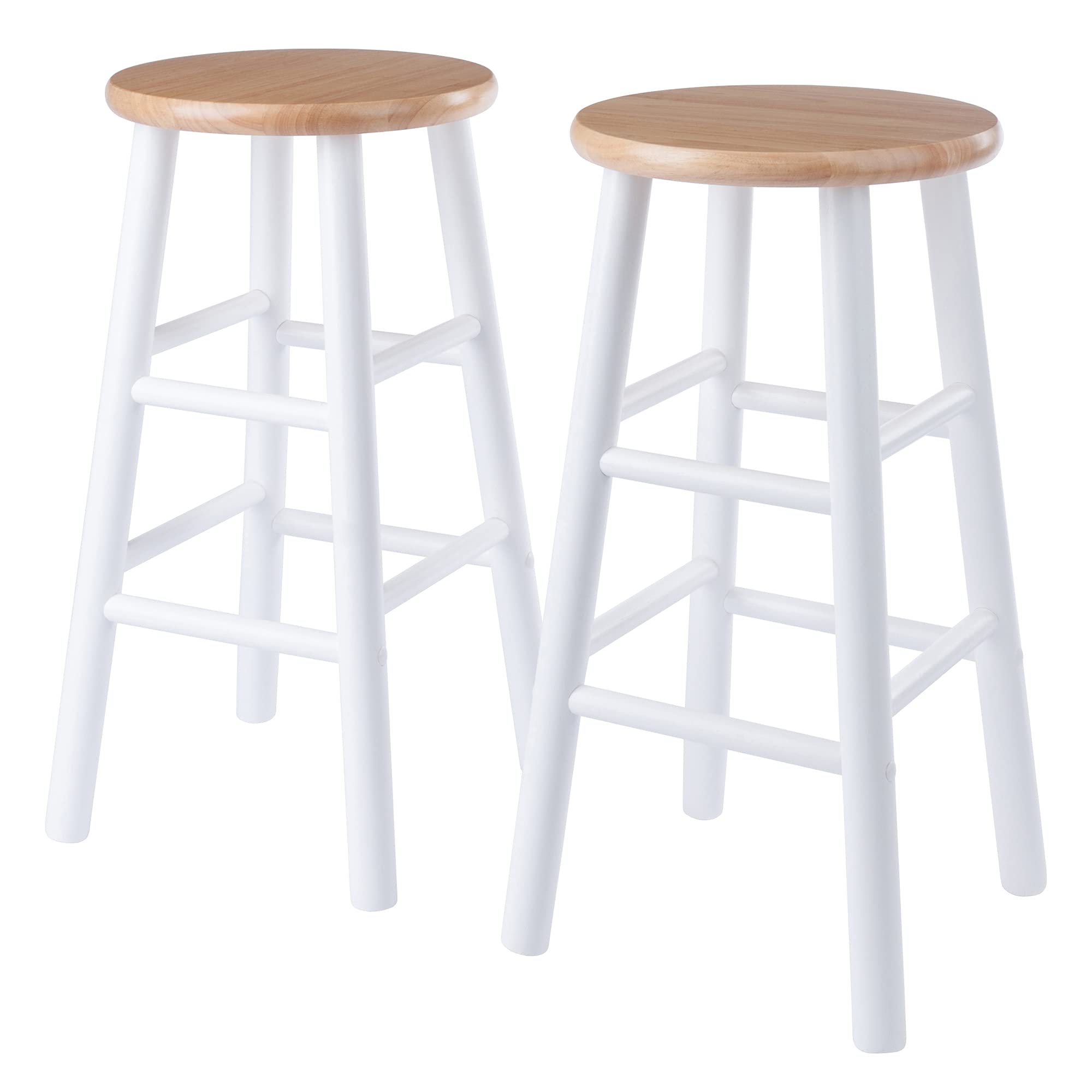 Winsome Wood Huxton 2-Pc Counter Stool Set, Natural and White Finish, 24