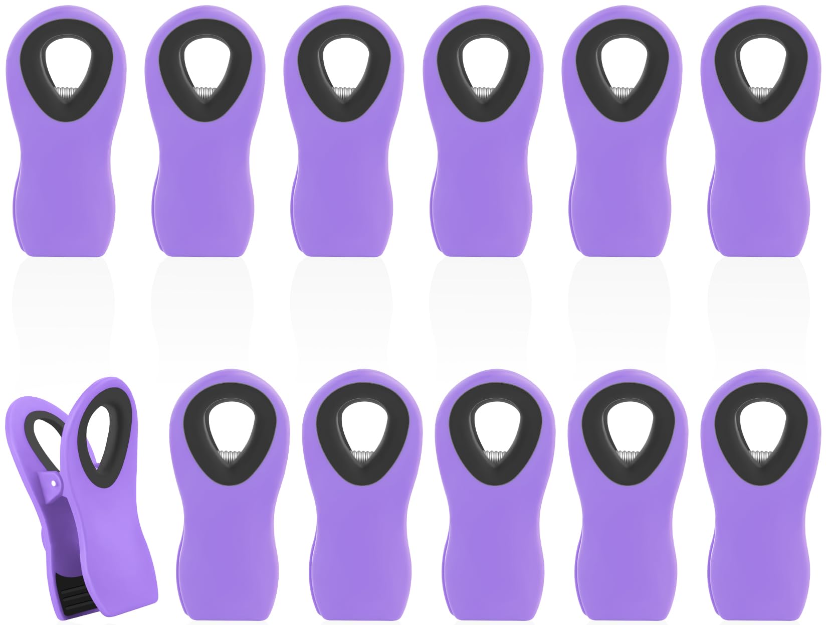 Vndueey 12 Pack Bag Clips Magnetic Chip Clips Food Bag Clips For Food Packages, Kitchen Clips With Magnet For Refrigerator, Plas