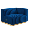 Modway Conjure Channel Tufted Performance Velvet Right-Arm Chair in Gold/Navy
