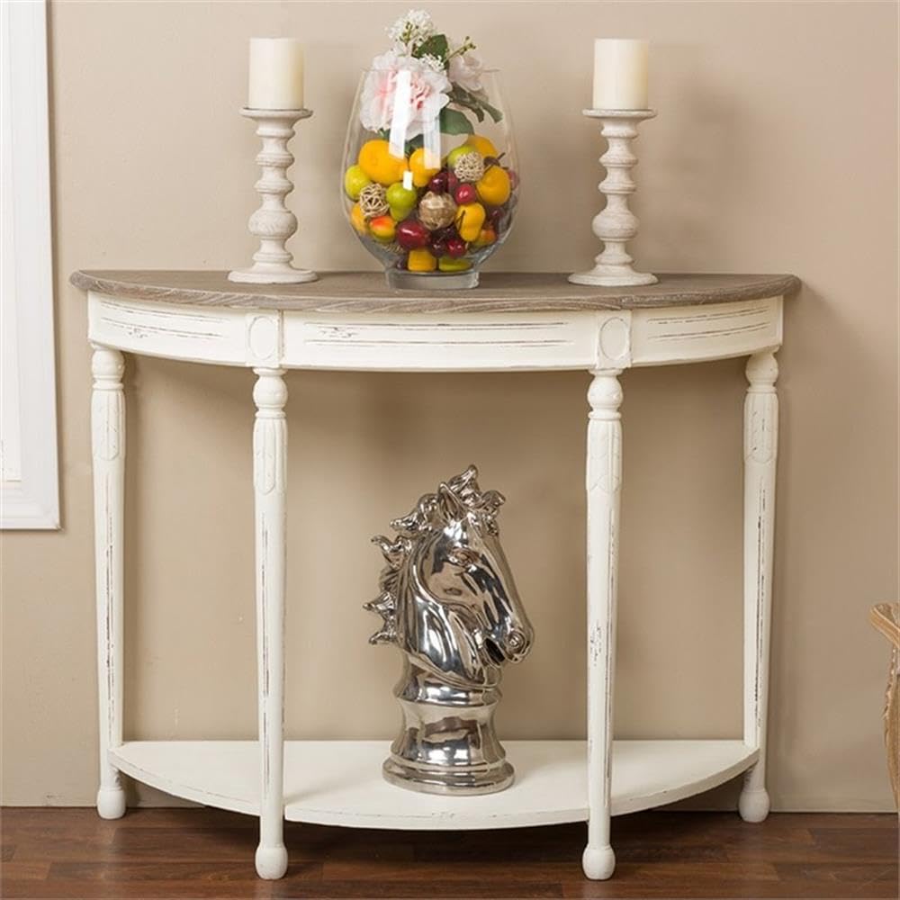 Baxton Studio Vologne Traditional Wood French Console Table, White