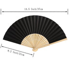 Sl Crafts 50Pcs Paper Hand Fan With Organza Bags Bamboo Handheld Folding Fan Decorative Paper Fan Wedding Party Favors (Black)