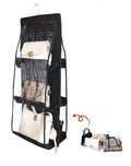 Dkwin 6 Pocket Large Clear Purse Handbag Hanging Storage Bag Organizer Closet Tidy Closet Organizer Wardrobe Rack Hanger Holder 