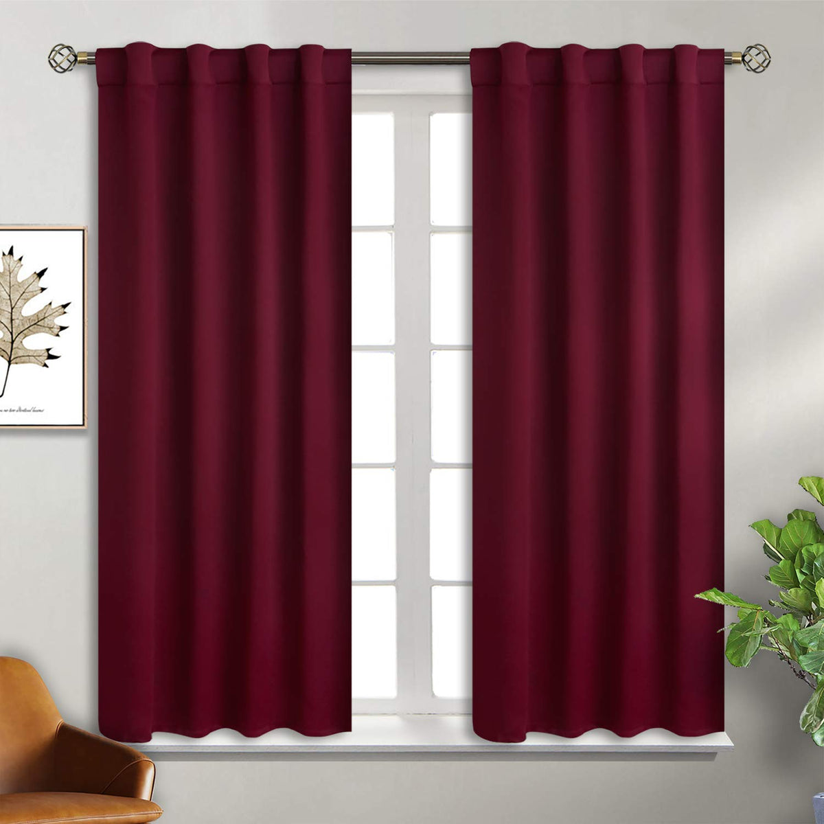 Bgment Rod Pocket And Back Tab Blackout Curtains For Bedroom - Christmas Thermal Insulated Room Darkening Curtains For Living Ro
