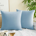 Quorgves Light Blue Throw Pillows Spring Light Blue Pillow Covers 16X16 Inch Pack Of 2 Soft Velvet Square Solid Sky Blue Throw P