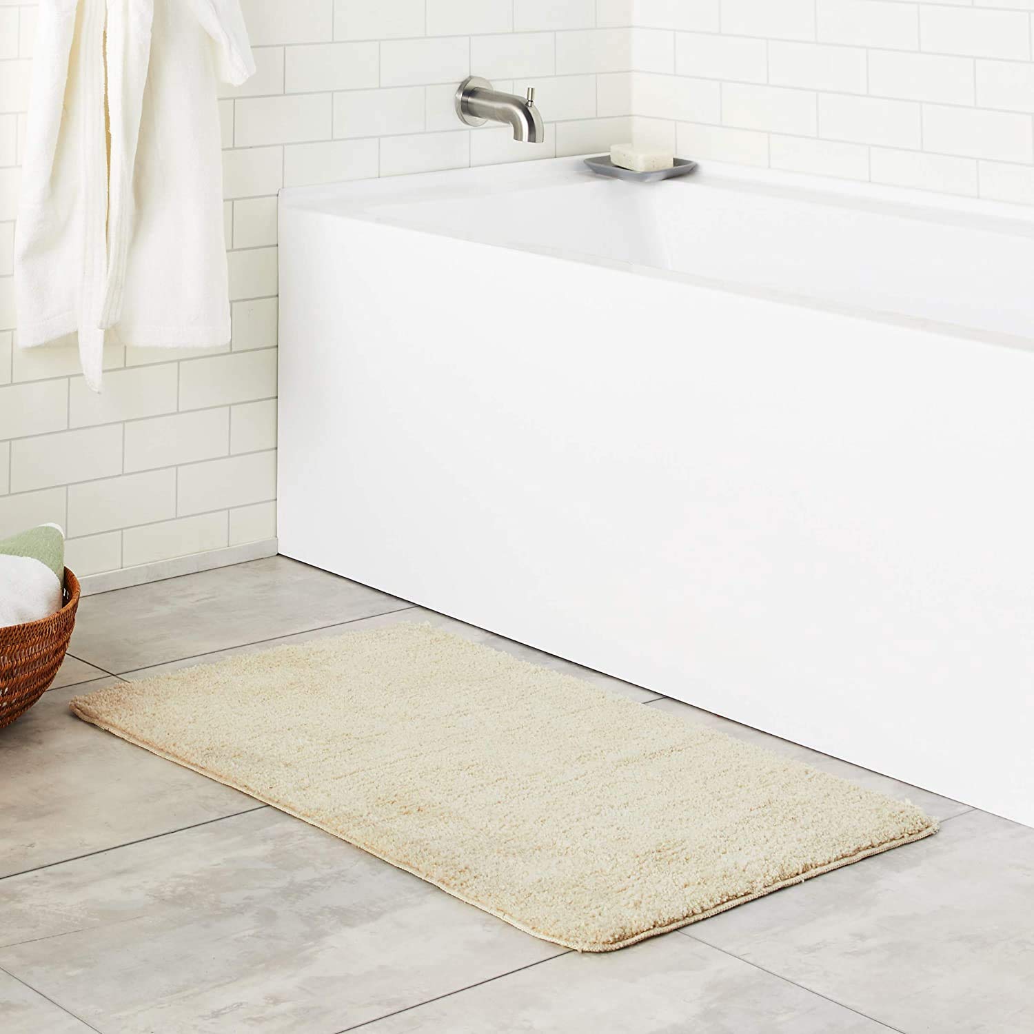 Tache 31 X 48 Inches Solid French Vanilla Ivory Thin Floor Bathroom Bath All Area Doormat Kitchen Rug Mat