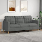 vidaXL 3-Seater Lounge Sofa- Modern Design, Built with Durable Fabric and Sturdy Metal Frame, Dark Gray