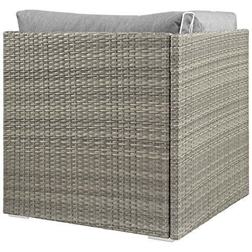 Modway Repose Wicker Rattan Outdoor Patio Corner Sectional Sofa Chair With Cushions In Light Gray Gray