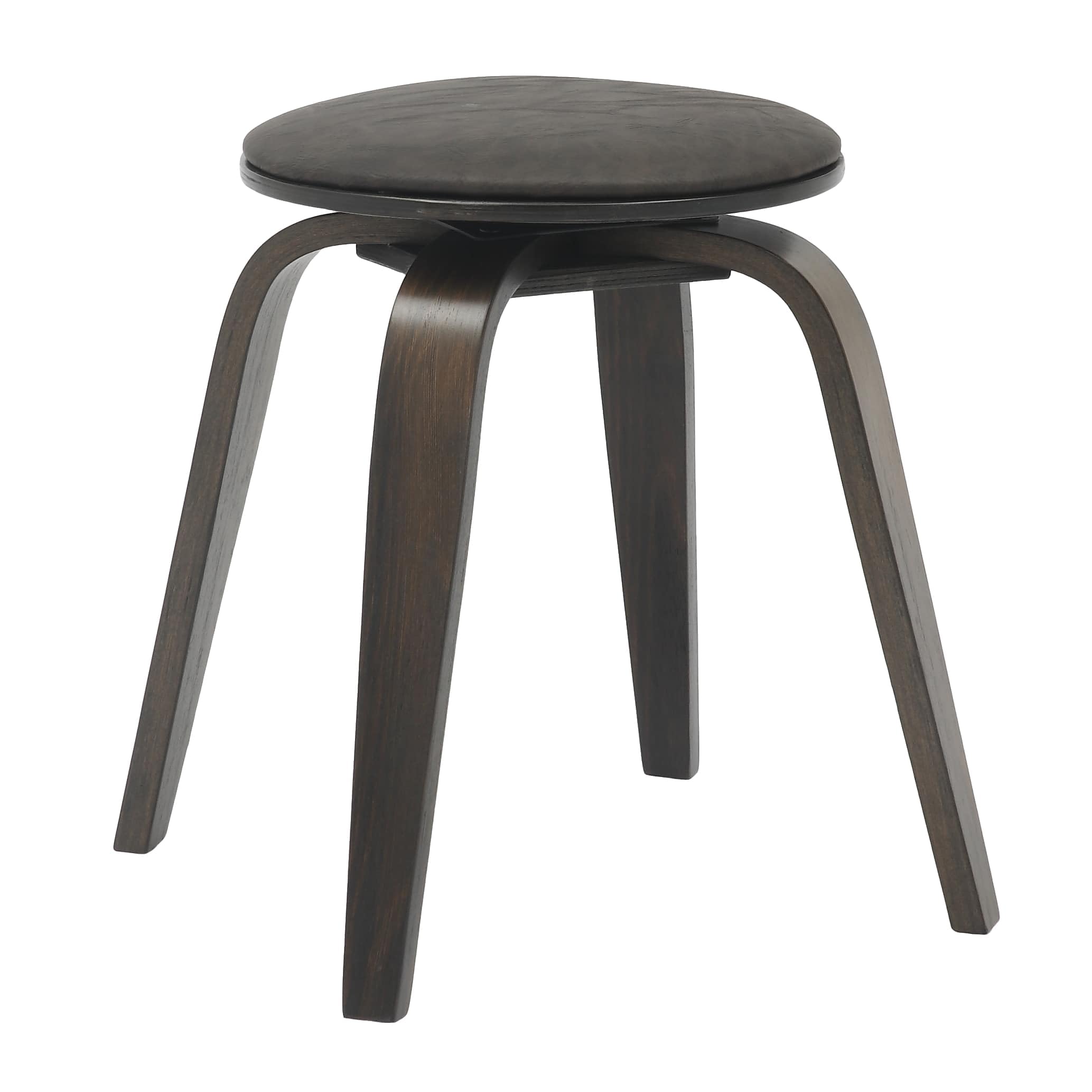 Modern Wooden Dining Stool, Dark Walnut Color in Brown