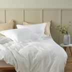 Simple&Opulence French Linen Duvet Cover Set 88'' X 92''- 3 Pieces (1 Comforter Cover,2 Pillowcases)- Natural Flax Cotton Blend-