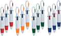 Zugar Land 4 Color Carabiner Shuttle Pen (12 Pack) 5.5'. 4 Retractable Ink Colors. Clip It. Party Favor, School Arts And Crafts
