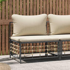 vidaXL Durable Patio Middle Sofa with Backrest & Beige Cushions - Trendy, Modular, Poly Rattan, Outdoor Furniture for Garden, Weather-Resistant, Comfortable, Powder-Coated Steel Frame, Easy-to-Clean