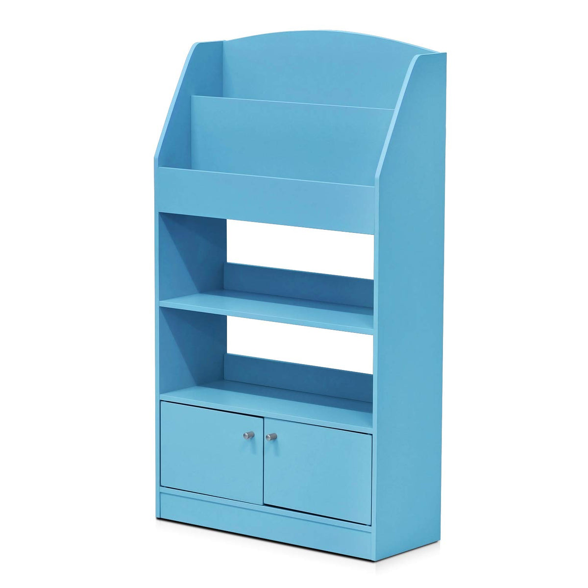 Furinno Lova Magazine/Bookshelf with Storage Cabinet, 2-Row with Doors, Light Blue