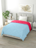 Clasiko Reversible Single Bed Comforter; 60X90 Inches; 200Gsm; Aqua Blue & Pink