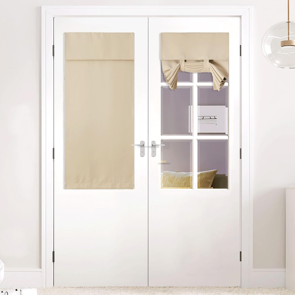 Nicetown Blackout Door Window Curtains, Self Ahensive Door Blinds Privacy Room Darkening Farmhouse Thermal Insulated Front Door Curtains For Glass Sidelight, W26 X L50 Inch, Biscotti Beige, 1 Panel