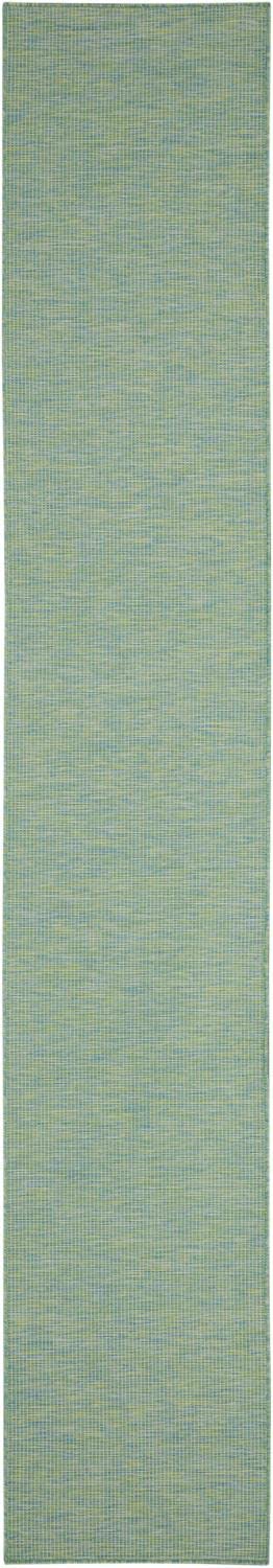 Nourison Positano Indoor/Outdoor Blue/Green 2'2' X 12' Area Rug, Easy Cleaning, Non Shedding, Bed Room, Living Room, Dining Room, Backyard, Deck, Patio (2X12)