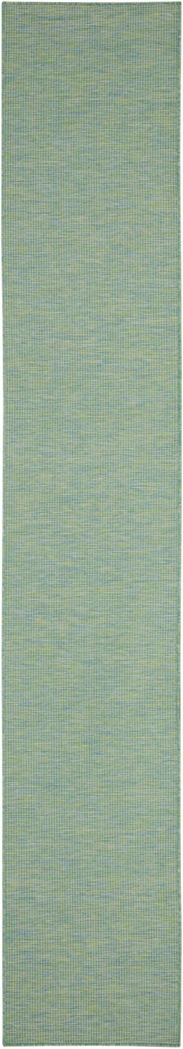Nourison Positano Indoor/Outdoor Blue/Green 2'2' X 10' Area Rug, Easy Cleaning, Non Shedding, Bed Room, Living Room, Dining Roo