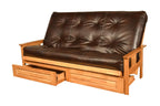 Kodiak Furniture Monterey Queen-Size Futon, Storage Drawers, Butternut Finish With Oregon Trail Java Mattress