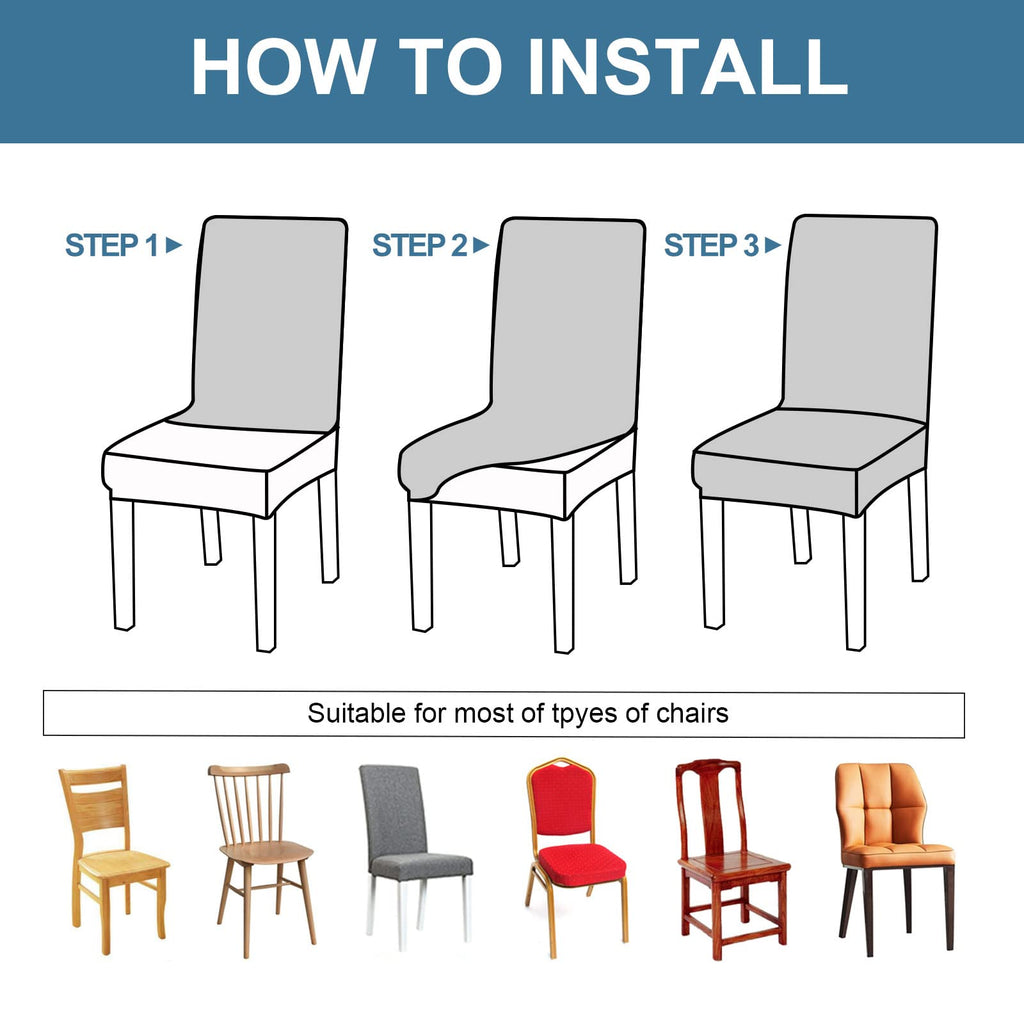 Genina Waterproof Chair Covers For Dining Room, Stretch Jacquard Dining Chair Slipcovers Removable Washable Chair Protector For Kitchen, Parsons (Jacquard-Light Gray, 6 Pcs)
