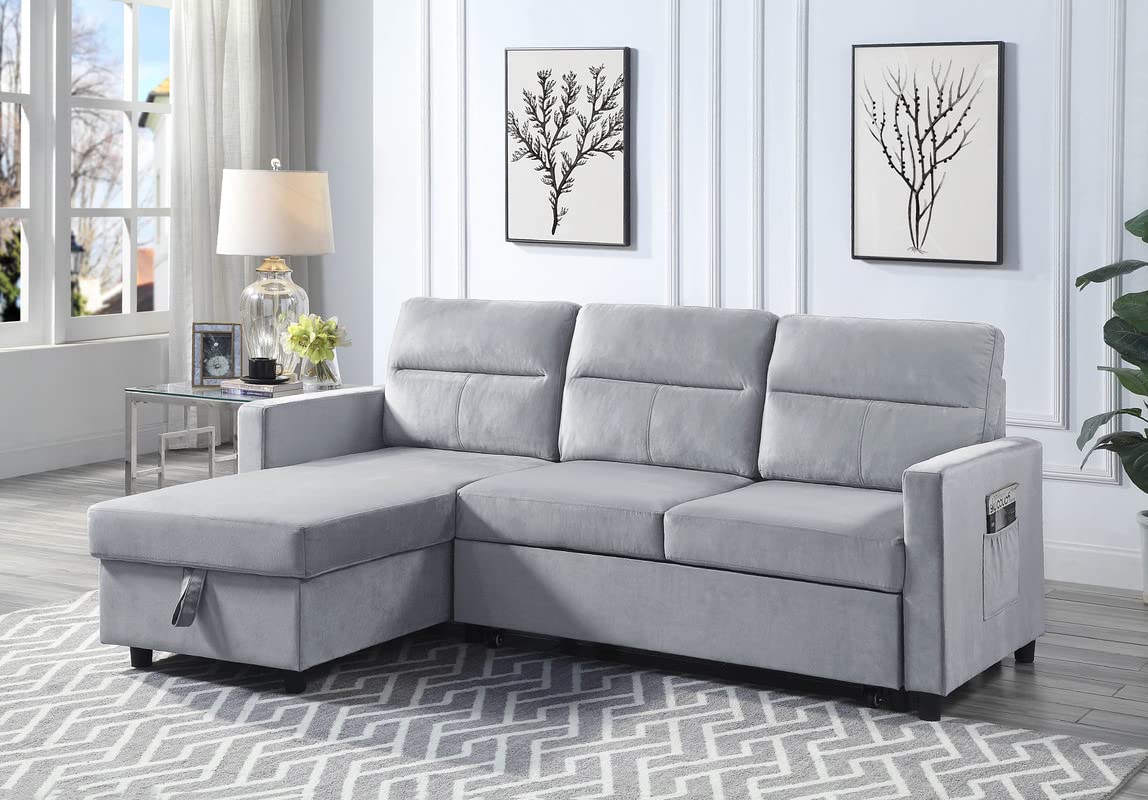 Lilola Home Nathan Reversible Sleeper Sectional Sofa - Thumbnail 2