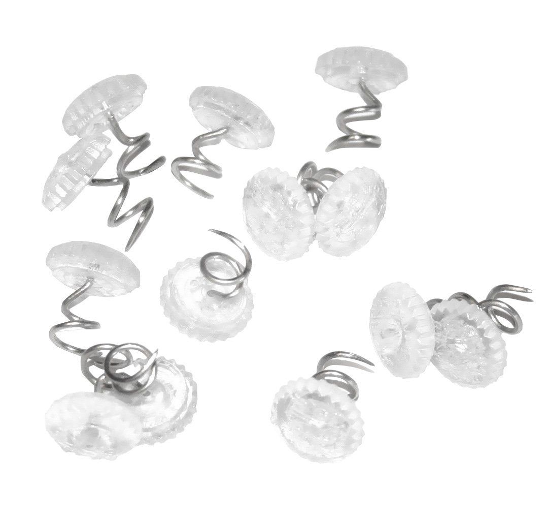 Attmu 100 Pcs Upholstery Tacks Headliner Pins Clear Heads Twist Pins For Slipcovers And Bedskirts, 0.5 Inches Bed Skirt Pins