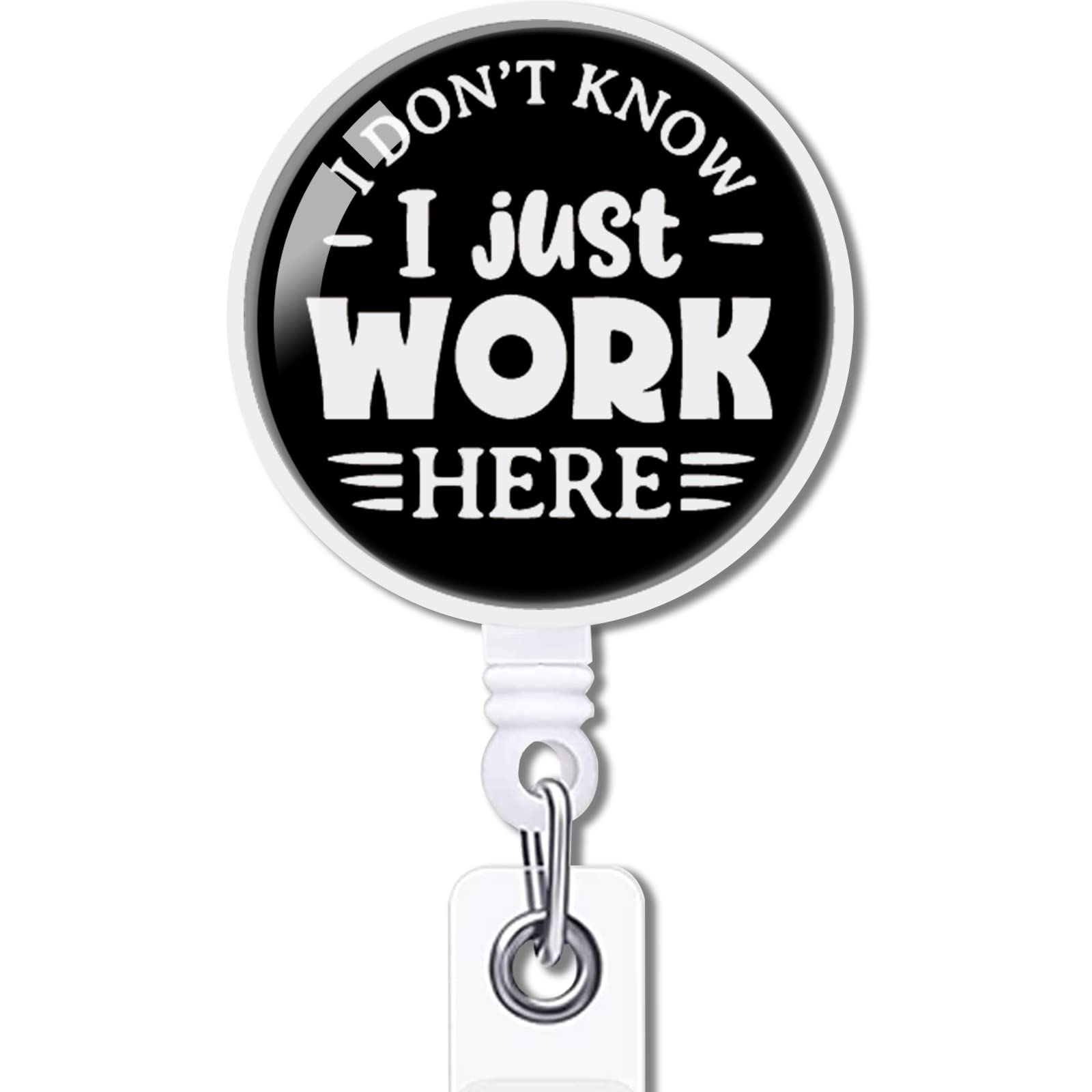 Yazmeen I Don'T Know I Just Work Here Retractable Badge Reel With Alligator Clip Funny Id Badge Holder For Office Worker Funny M
