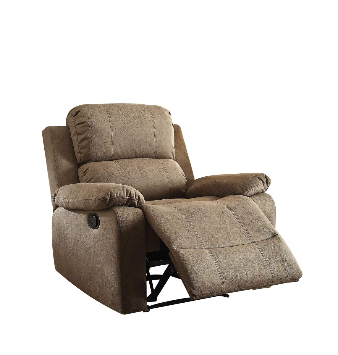 HomeRoots Furniture Polished Microfiber Fabric Taupe Recliner Multicolor