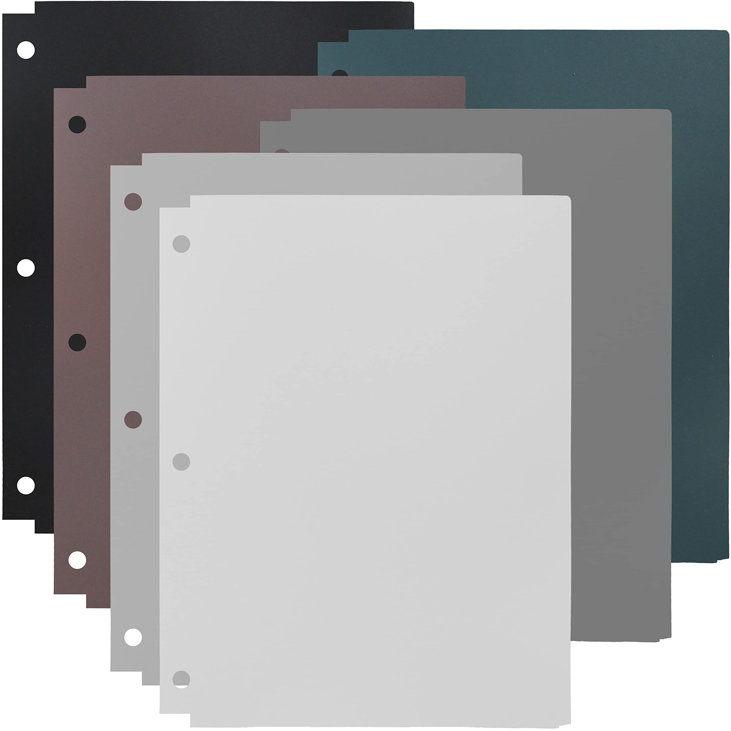 Youngever 6 Pack Heavy Duty Plastic Two Pocket Folders, Binder Dividers With Pocket, 3 Hole Punch Folder With Notches, Binder Fo