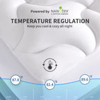Sleep Zone Cooling Mattress Topper Queen Mattress Pad, Quilted Fitted Mattress Cover, Machine Washable, Soft Fluffy Down Alternative, Deep Pocket 8~21 Inch (White, Queen)
