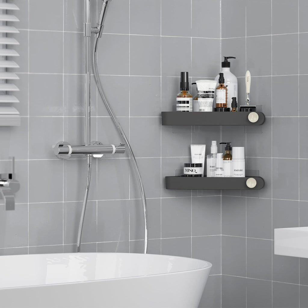 Sotfamily Shower Caddy Corner, 2 Pack Adhesive Corner Shower Shelves For Inside Shower, Plastic Shower Organizer For Bathroom St