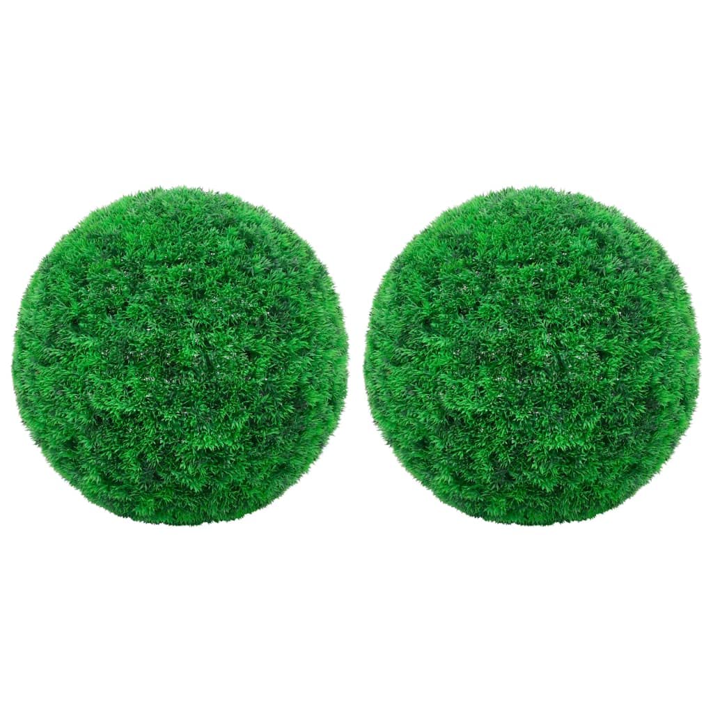 vidaXL - Set of 2, 20.5&quot; Artificial Boxwood Balls - Indoor/Outdoor Decorative Accent - Weather-Resistant Polyethylene Material - Natural Green