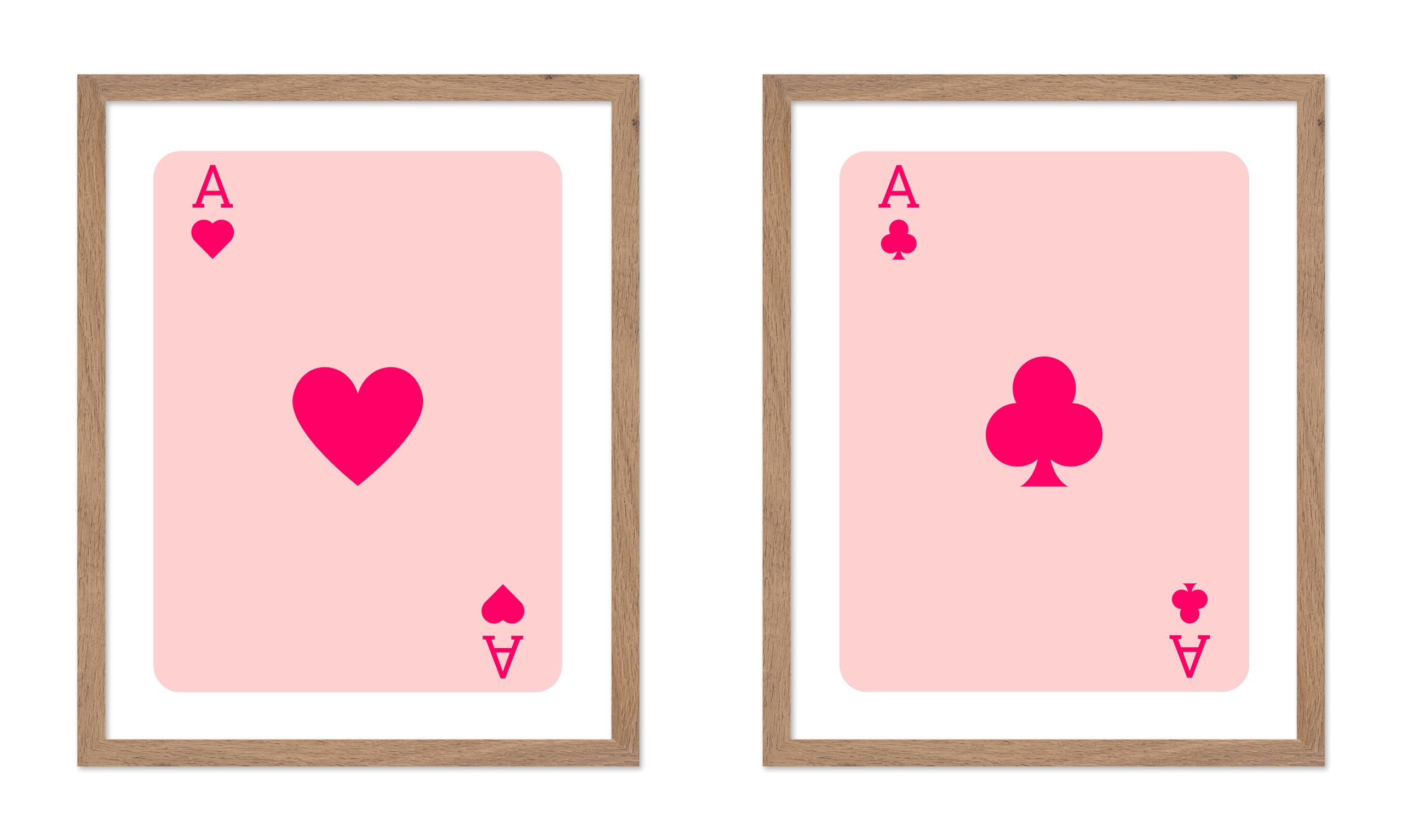 Poster Master 2-Piece Vintage Minimalist Poster - Retro Trendy Print - Ace of Hearts, Clubs, Lucky You, Playing Cards - Gift for