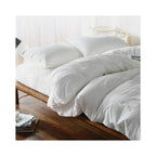 F.Y.Dreams 100% Washed Cotton Duvet Cover For Weighted Blanket 80X87 Inches With 8 Ties, Zipper On Long Side/White/Just Duvet Co