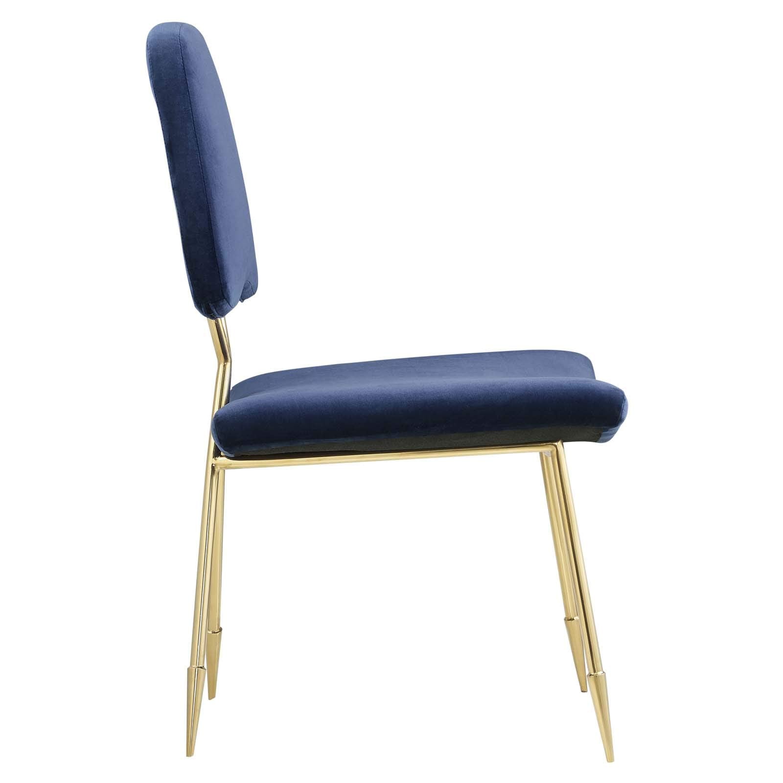 Modway Ponder Mid-Century Modern Performance Velvet Set Of Two Dining Chairs In Navy