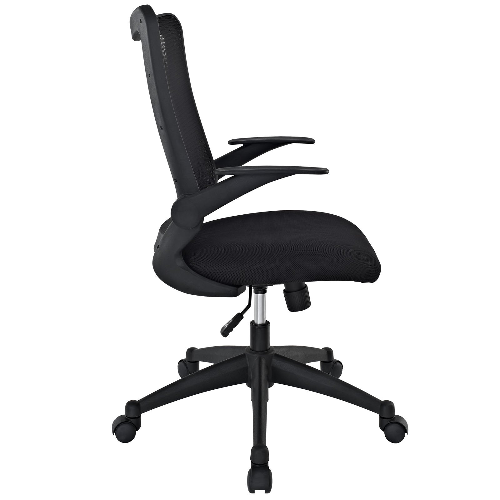 Modway Explorer Computer Desk Ergonomic Mesh Office Chair With Flip-Up Arms In Black