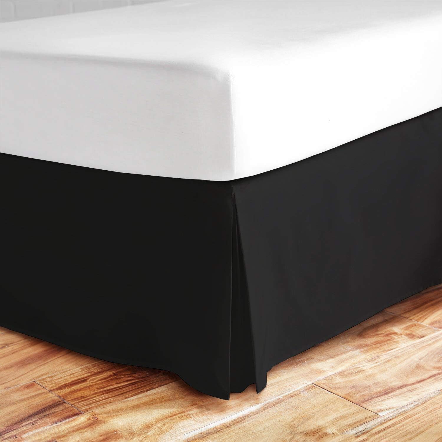 Valencia Beddings Split Corner Bed Skirt 18 Inch Drop King Size 100% Natural Cotton Wrinkle And Fade Resistant King Size, Black