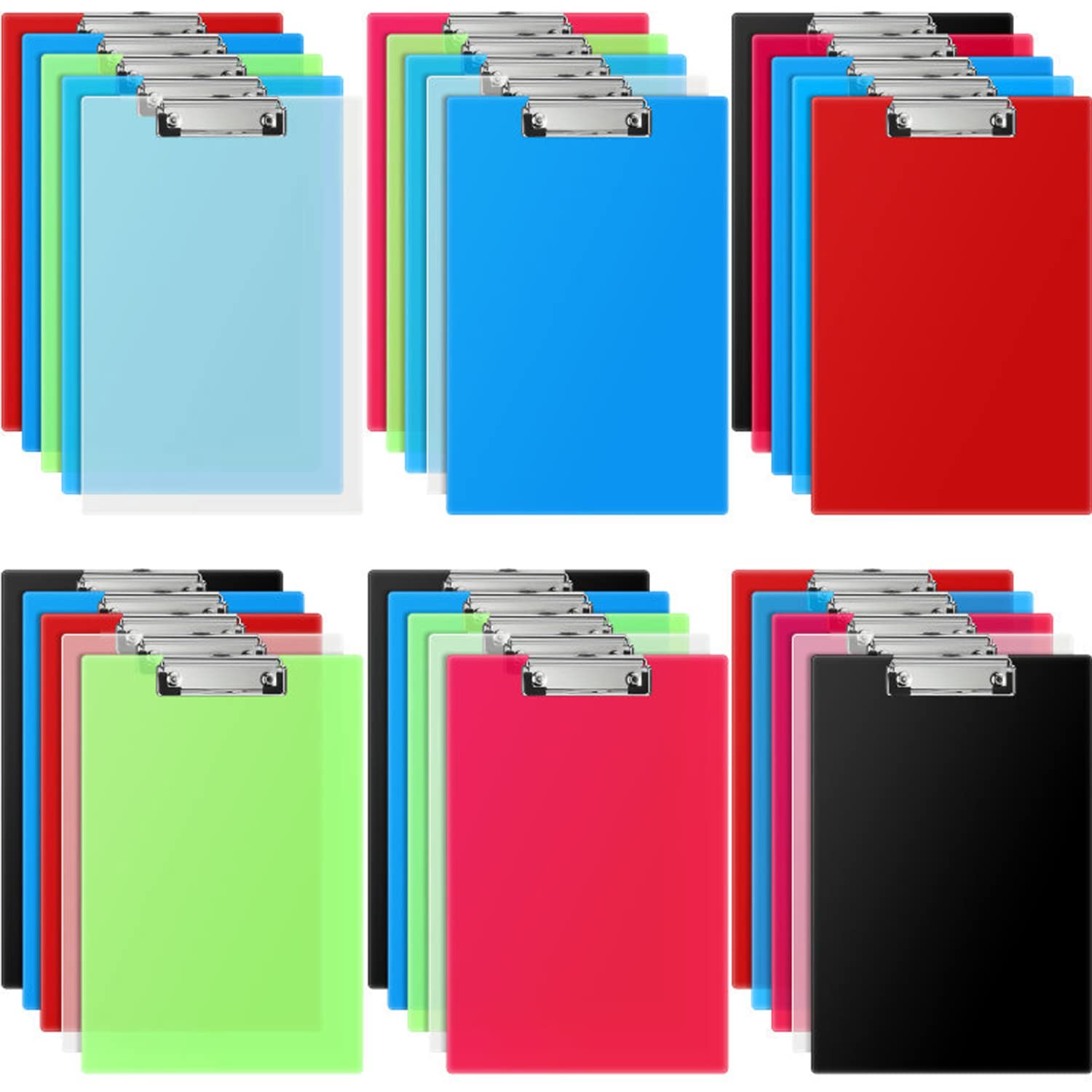 30 Pieces Clipboards, Plastic Clipboards With Low Profile Clip A4 Letter Size Cute Clip Boards Holds 100 Sheets For Home Office