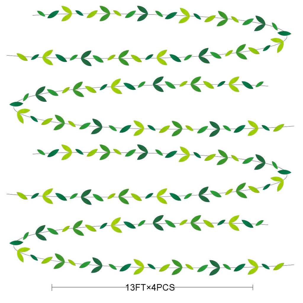 52 Ft Spring Summer Theme Green Paper Leaf Garland Hanging Leaves Streamer Banner For Green Birthday Wedding Engagement Bridal S