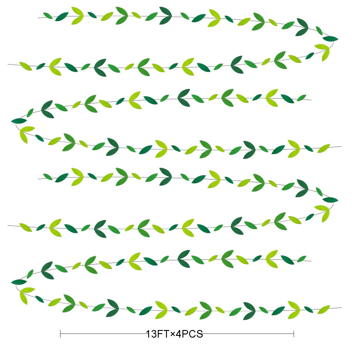 52 Ft Spring Summer Theme Green Paper Leaf Garland Hanging Leaves Streamer Banner For Green Birthday Wedding Engagement Bridal S