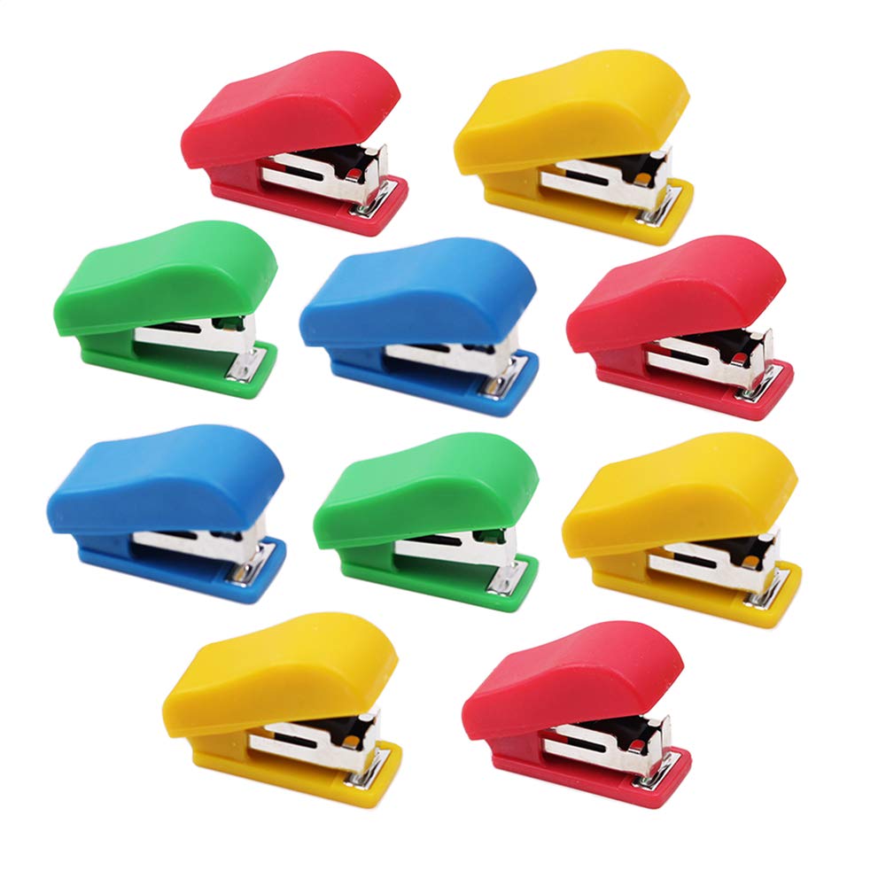 10 Set Mini Office Stapler With 10# Staples, Small Hand Stapler Portable Desktop Stapler Student Stapler