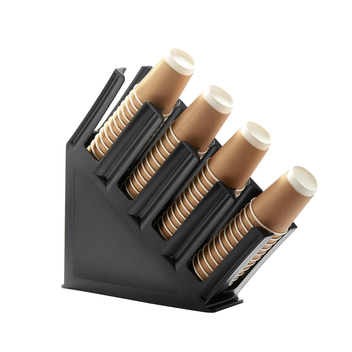 CURTA Paper Cup and Lid Holder, Disposable Paper Cup Dispenser 4 Compartment Coffee Cup and Lid Storage Organizer Holder for Cou