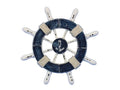Hampton Nautical SW-6-108-anchor-NH Rustic Dark Blue and White Anchor 6'-Ships Steering Wheel Decoration
