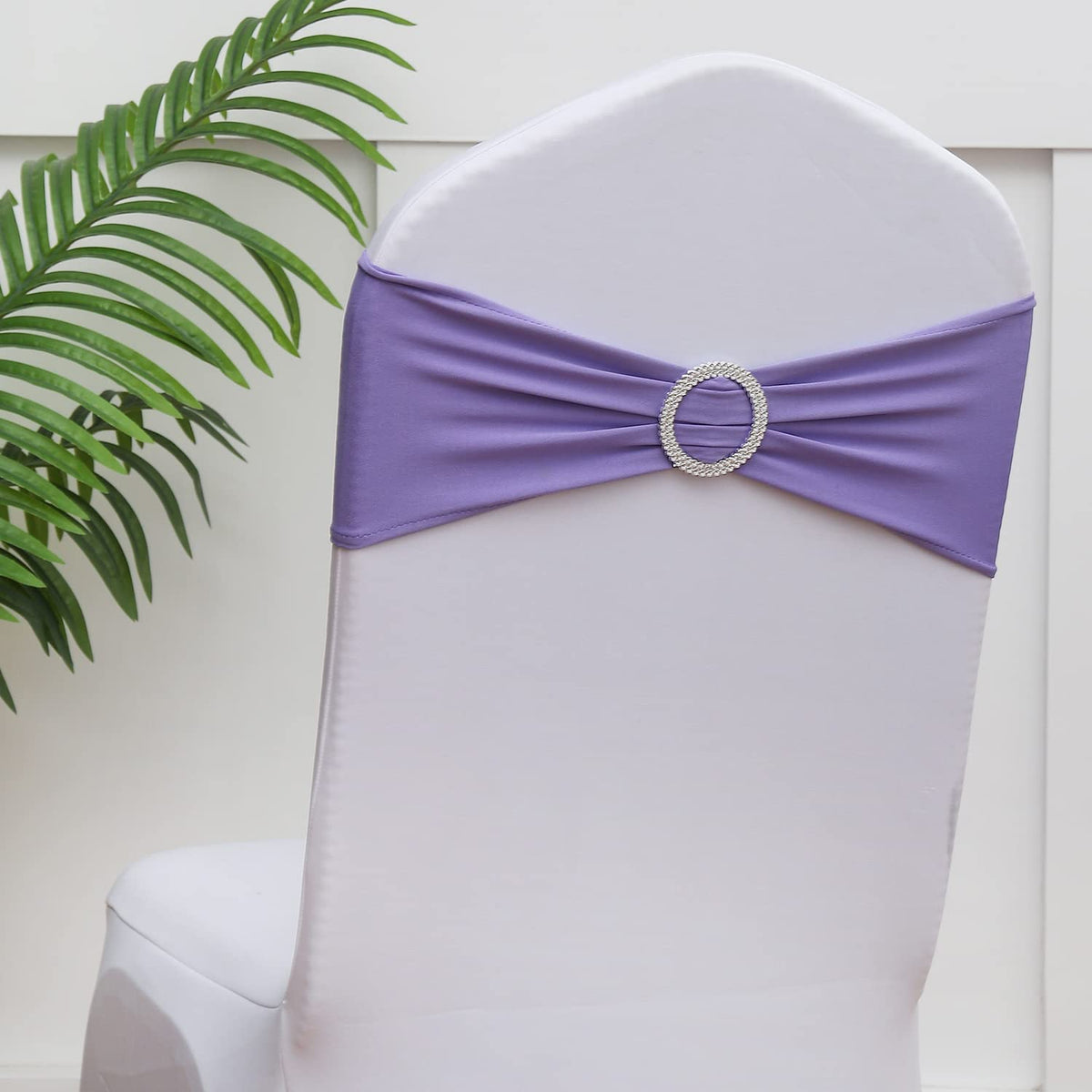 Gankar 100Pcs Lavender Chair Sashes For Wedding Ceremony, Elastic Chair Bands Bows For Party Banquet Theme Hotel Restaurant Even